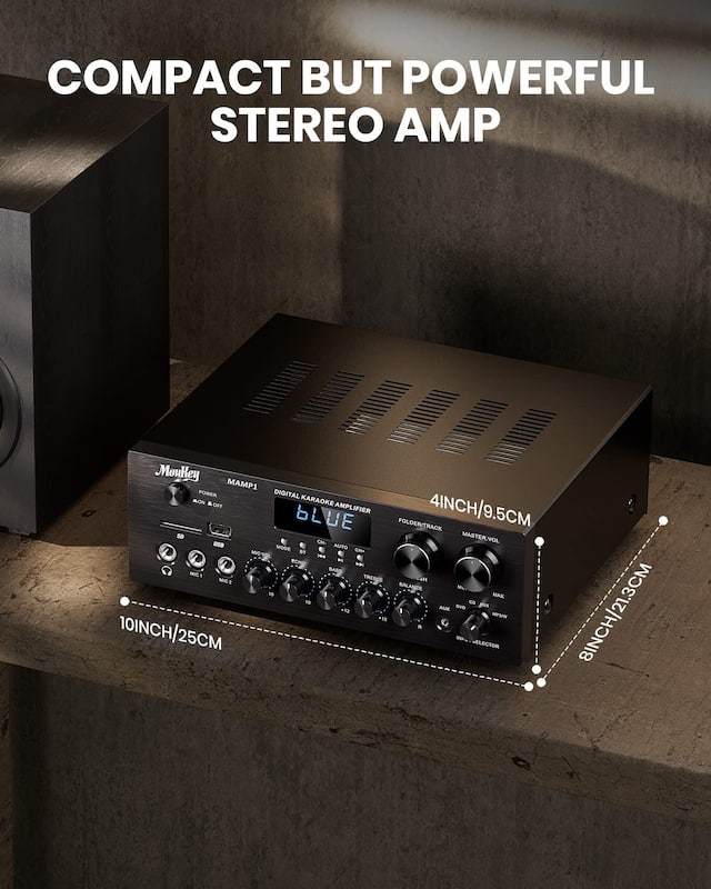Amplificador de Áudio Moukey MAMP1 400W - Bluetooth 5.0 2.0 - Mesa